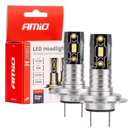 AMIO H mini Series 12V 42W H7 6500K LED Bulbs   Twin Pack