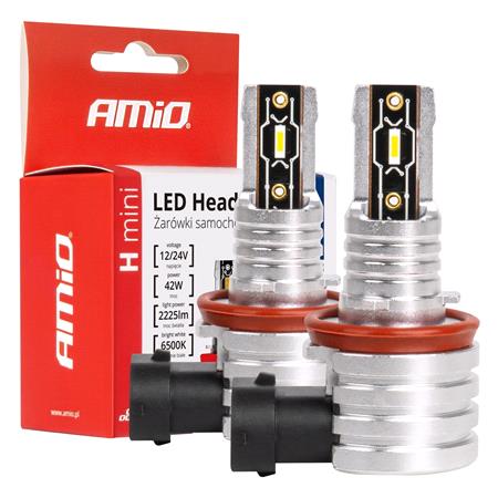 AMIO H mini Series 12V 42W H8/H9/H11 6500K LED Bulbs   Twin Pack