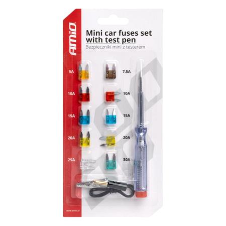 Car Blade Mini Fuses Set with Test Pen