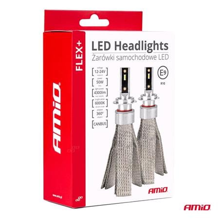 AMIO Flex+ Series 12/24V 50W H3 6000K Canbus LED Headlight Bulbs   Twin Pack