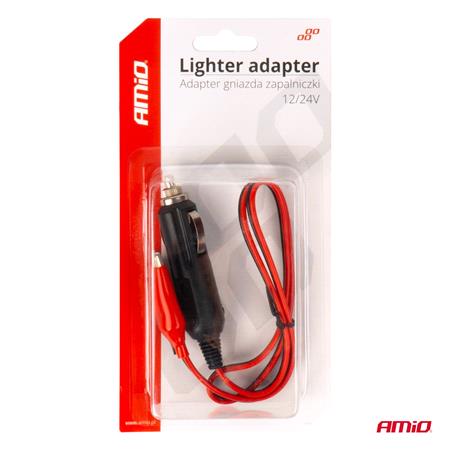 Lighter socket adapter with crocodile output 12V 24V 60cm 