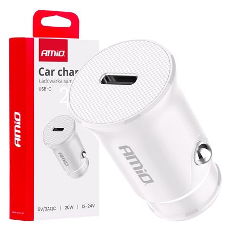 Single USB C 3A 20W 12/24V Car Charger   Short