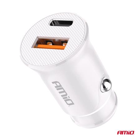 Dual USB A + USB C 3A 20W 12/24V Car Charger   Short