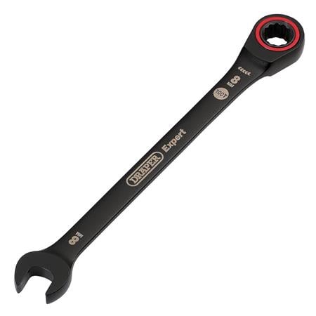 Draper Expert 03879 HI TORQ Metric Ratchet Combination Spanner, 8mm, Black