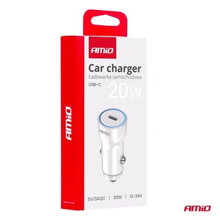 Single USB C 3A 20W 12/24V Car Charger