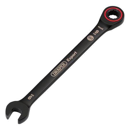 Draper Expert 03880 HI TORQ Metric Ratchet Combination Spanner, 9mm, Black