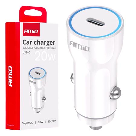 Single USB C 3A 20W 12/24V Car Charger