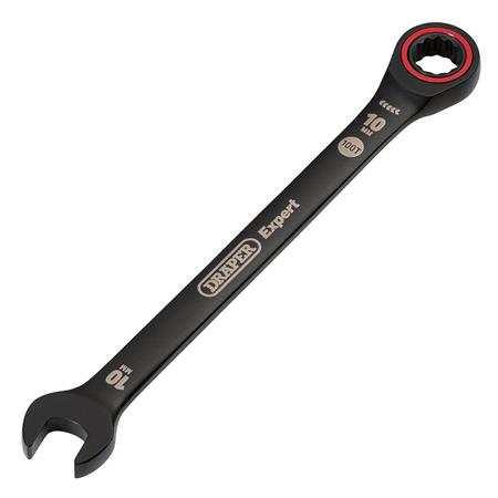 Draper Expert 03881 HI TORQ Metric Ratchet Combination Spanner, 10mm, Black