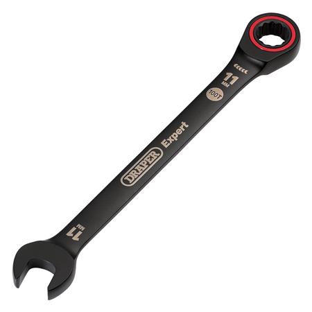 Draper Expert 03882 HI TORQ Metric Ratchet Combination Spanner, 11mm, Black