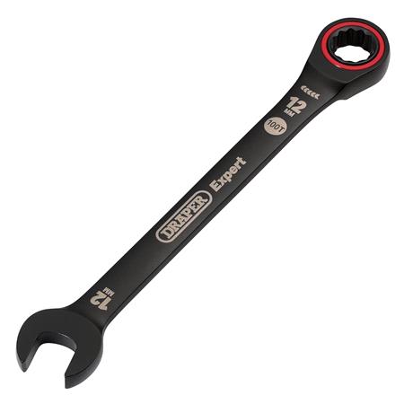 Draper Expert 03883 HI TORQ Metric Ratchet Combination Spanner, 12mm, Black