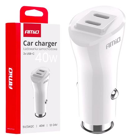 Dual USB C 3A 40W 12/24V Car Charger   Orange