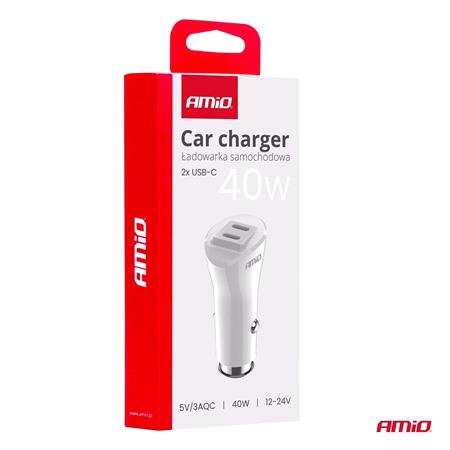 Dual USB C 3A 40W 12/24V Car Charger   Orange