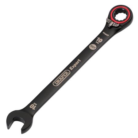 Draper Expert 03900 HI TORQ Metric Reversible Ratchet Combination Spanner, 10mm, Black