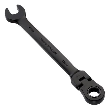 Draper Expert 03917 HI TORQ Metric Flexible Head Ratchet Combination Spanner, 11mm, Black