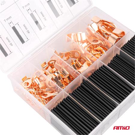 Copper Eyelet Connector Set with Heat Shrinkable Tubes   80 Terminals and 80 Tubes