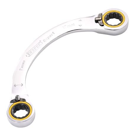 Draper Expert 03936 HI TORQ Double Ring Ratchet Half Moon Spanner, 15 x 17mm