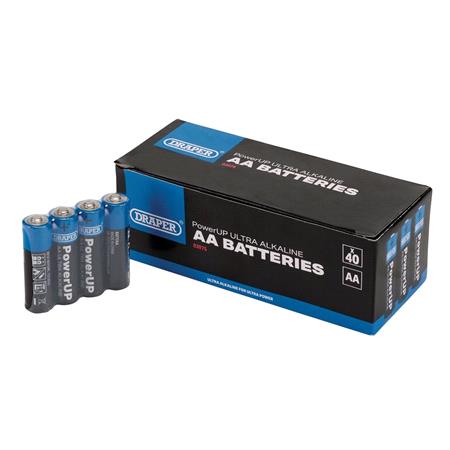 Draper 03975 PowerUP Ultra Alkaline AA Batteries (Pack of 40)