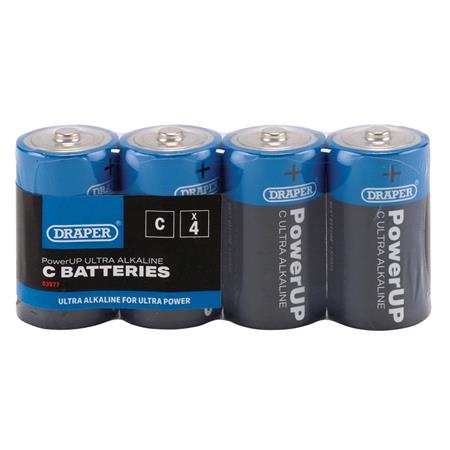 Draper 03977 PowerUP Ultra Alkaline C Batteries (Pack of 4)