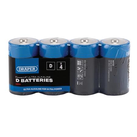 Draper 03979 PowerUP Ultra Alkaline D Batteries (Pack of 4)