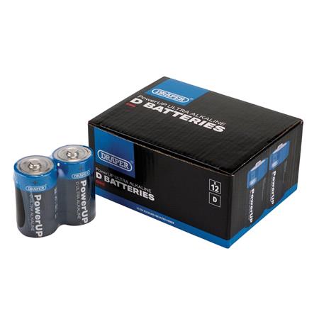 Draper 03980 PowerUP Ultra Alkaline D Batteries (Pack of 12)