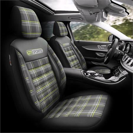 Premium Jacquard Leather Car Seat Covers GTI SPORT   Green Black For Audi E TRON GT Saloon 2020 Onwards