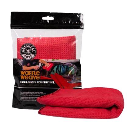 Chemical Guys Waffle Weave Glass and Window Microfiber Towel, Red 24inch x 16inch