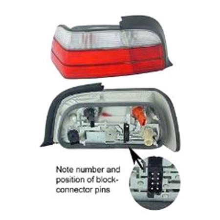 Left Rear Lamp (Coupé, Clear, With Check Control, Original Equipment) for BMW 3 Series Convertible 1992 1999