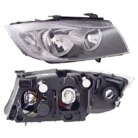 Right Headlamp (Halogen, Takes H7/H7 Bulbs, Supplied Without Motor) for BMW 3 Series 2005 2008