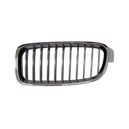 BMW 3 Series, F30, 2012 2015 LH (Passengers Side) Grille, With Chrome Frame, With Black / Chrome Vanes