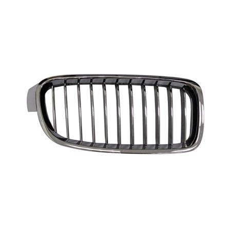 BMW 3 Series, F30, 2012 2015 RH (Drivers Side) Front Bumper Grille, With Chrome Frame, With Black / Chrome Vanes