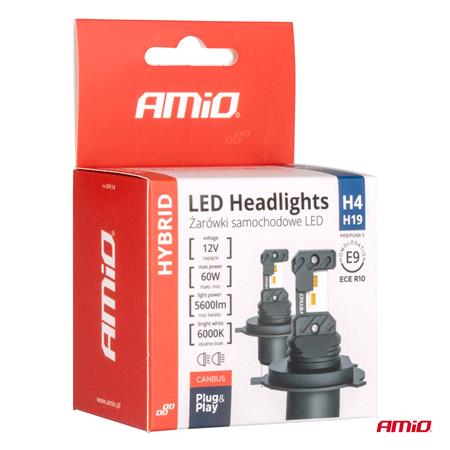 AMIO Hybrid series 12V 60W H4/H19 6000K Twin Pack Canbus LED Bulbs for Bmw 3 Series Saloon 1975   1983