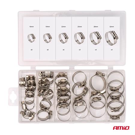 Stainless Steel Worm Clamps   Set of 34