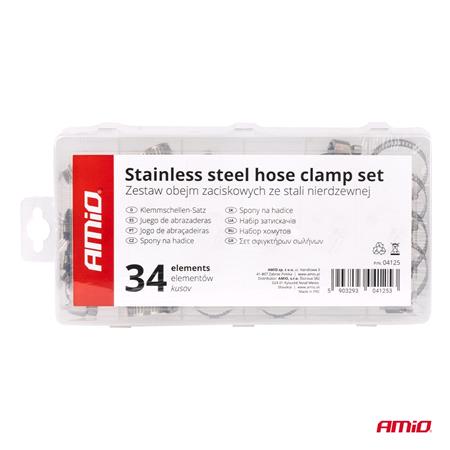 Stainless Steel Worm Clamps   Set of 34