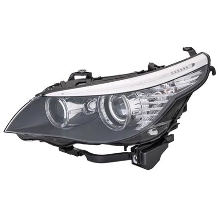 Left Headlamp (Bi Xenon, Takes D1S / H8 Bulbs, Without Curve Light, Supplied With Motor, Original Equipment) for BMW 5 Series 2007 2010