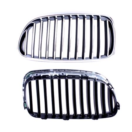 BMW 5 Series F10 2010 2013 LH Grille, Chrome Frame, Black/Chrome Vanes