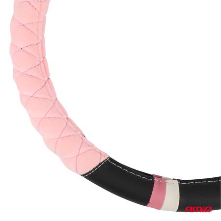 Steering Wheel Cover   Pink Cross Stitch   37 39cm