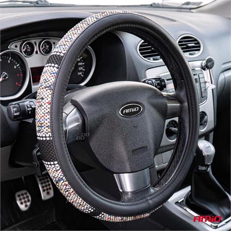 Steering Wheel Cover   Multi Coloured Trim   37 39cm