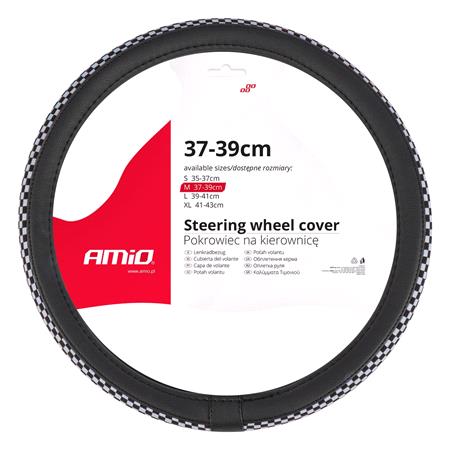 Steering Wheel Cover   Chequered Flag   37 39cm