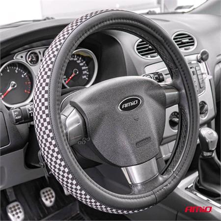 Steering Wheel Cover   Chequered Flag   37 39cm