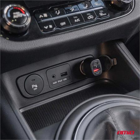 AMIO Car charger QC+PD 20W 3A USB A + USB C