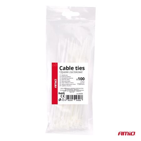 White Cable Ties 2.5×150mm   Pack of 100