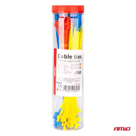 Multicoloured Plastic Cable Ties   Set of 150