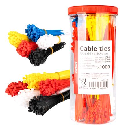 Multicoloured Plastic Cable Ties   Set of 1000
