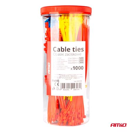 Multicoloured Plastic Cable Ties   Set of 1000