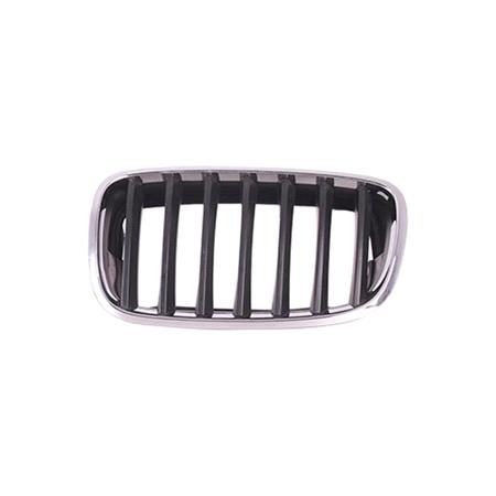 BMW X5 2007 2013 LH (Passengers Side) Front Bumper Grille, With Chrome Frame, With Matt Black Vanes