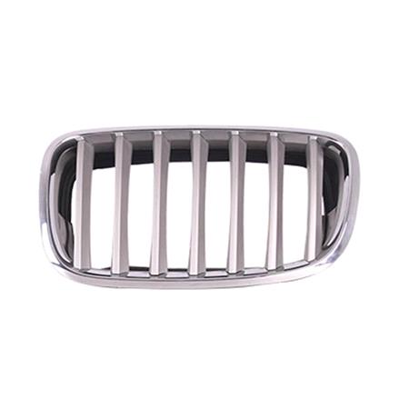 BMW X5 2007 2013 LH (Passengers Side) Front Bumper Grille, With Chrome Frame, With Matt Silver Vanes