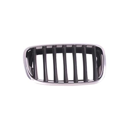 BMW X5 2007 2013 RH (Drivers Side) Front Bumper Grille, With Chrome Frame, With Matt Black Vanes