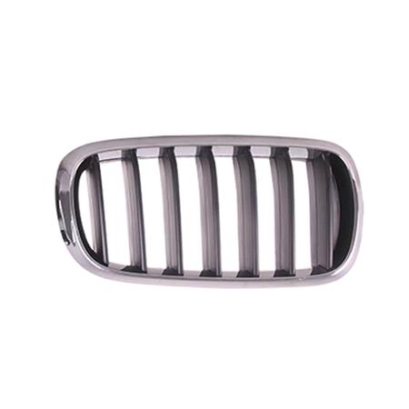 BMW X5, F15, 2014 2018 RH (Drivers Side) Front Bumper Grille, Matt Black, With Chrome Frame, Base Models