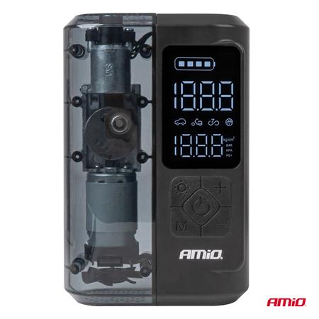 AMIO Portable Air Compressor with LED Display and Powerbank, 12V, USB C, 40W