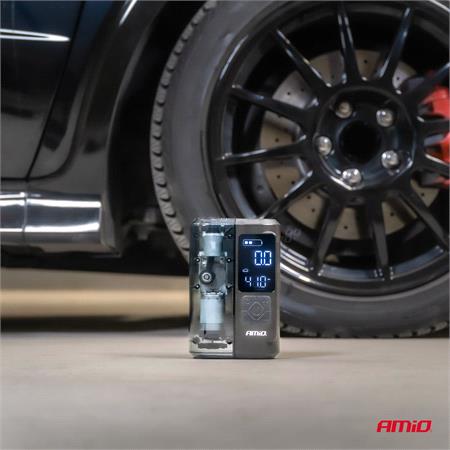 AMIO Portable Air Compressor with LED Display and Powerbank, 12V, USB C, 40W